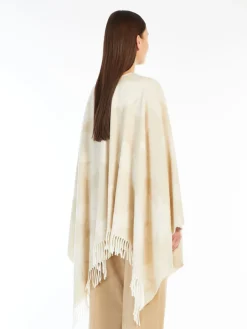 Jacquard wool poncho