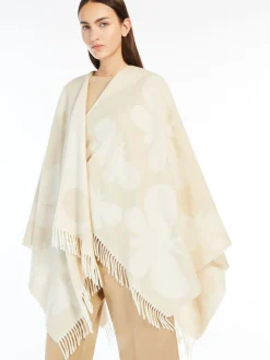Jacquard wool poncho