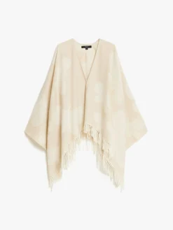 Jacquard wool poncho