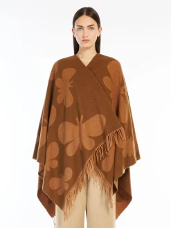 Jacquard wool poncho