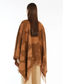 Jacquard wool poncho