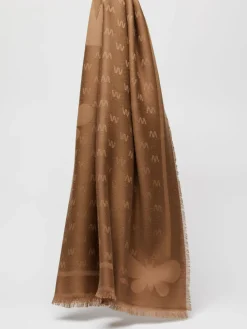 Jacquard-knit viscose and wool shawl