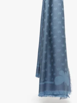 Jacquard-knit viscose and wool shawl