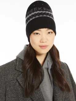 Jacquard-knit wool beanie hat