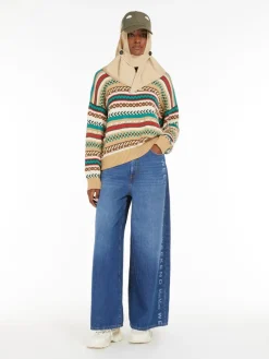 Jacquard-patterned cotton sweater