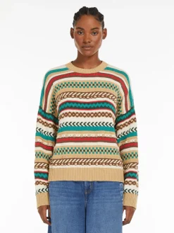 Jacquard-patterned cotton sweater