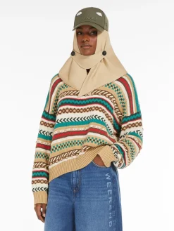 Jacquard-patterned cotton sweater