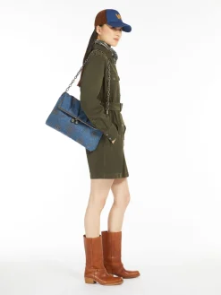 Large embroidered denim clutch-style Pasticcino Bag