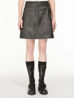 Leather mini skirt