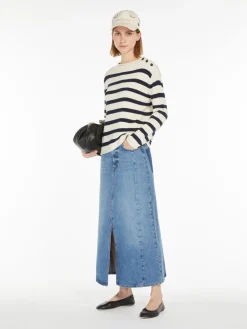 Long, cotton-denim skirt