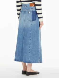 Long, cotton-denim skirt