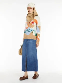 Long, cotton-denim skirt