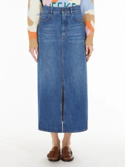 Long, cotton-denim skirt