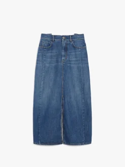 Long, cotton-denim skirt