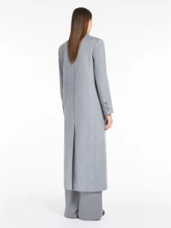 Long, double-breasted wool coat