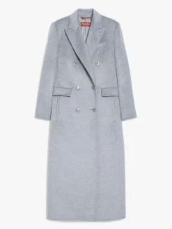 Long, double-breasted wool coat