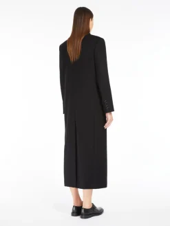 Long, double-breasted wool coat