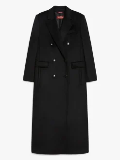 Long, double-breasted wool coat
