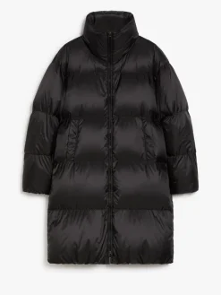 Long down jacket in water-repellent canvas