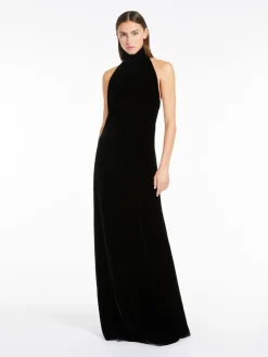 Long dress in sateen velvet