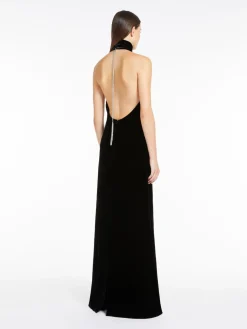 Long dress in sateen velvet