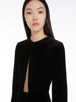 Long dress in sateen velvet
