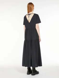 Long jersey and poplin dress