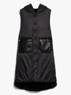 Long reversible gilet in water-repellent fabric