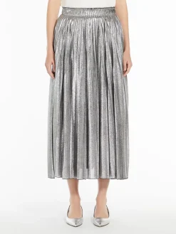 Long skirt in metallic georgette