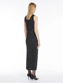 Long, viscose-yarn sequin dress