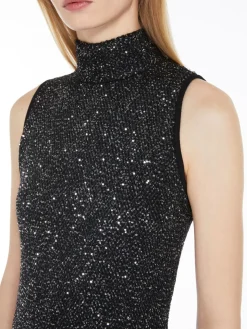 Long, viscose-yarn sequin dress