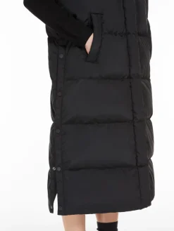 Long water-repellent taffeta gilet
