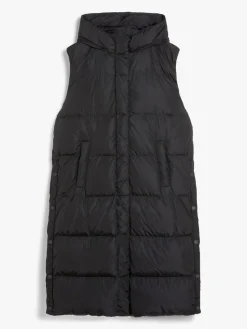 Long water-repellent taffeta gilet