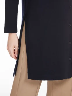 Long wool yarn cardigan