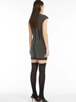Microstud-adorned crew-neck dress
