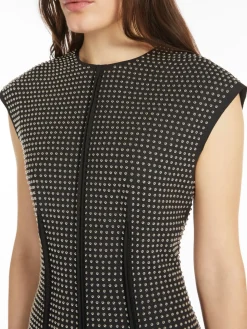 Microstud-adorned crew-neck dress