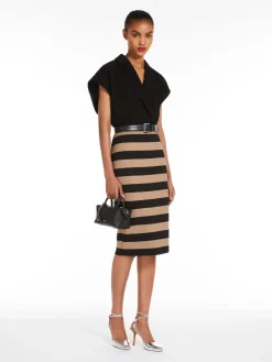 Midi dress in jersey and cady