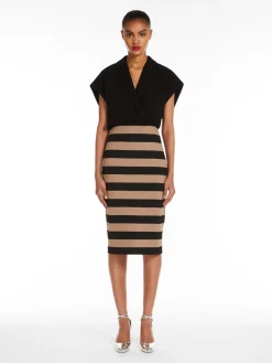 Midi dress in jersey and cady