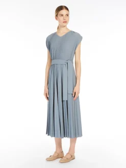 Midi dress in pleated jersey