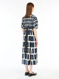 Midi dress in printed poplin