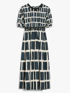 Midi dress in printed poplin