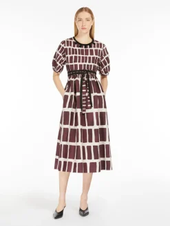 Midi dress in printed poplin