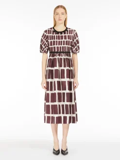Midi dress in printed poplin