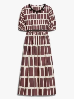 Midi dress in printed poplin