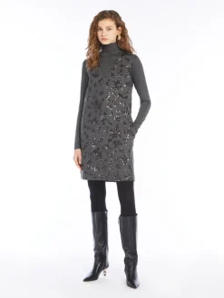 Milano-knit jersey dress with sequin detail