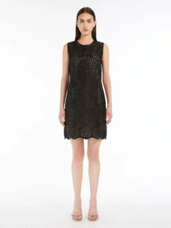 Mini dress in embroidered satin