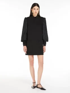Mini-dress in wool and jacquard canvas