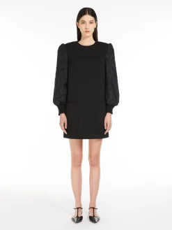 Mini-dress in wool and jacquard canvas