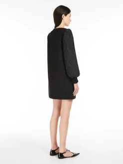 Mini-dress in wool and jacquard canvas