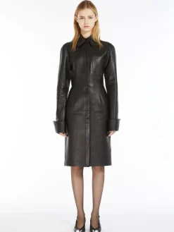 Nappa leather shirt dress